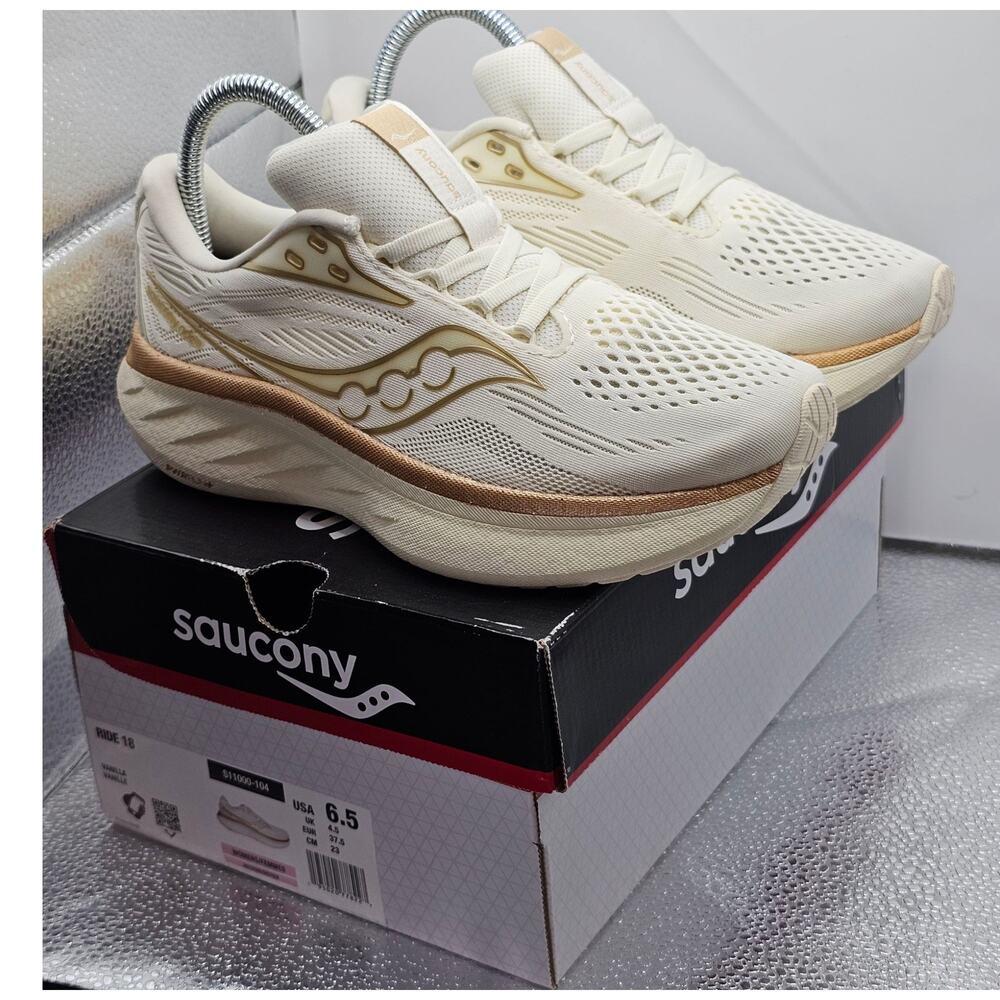 Saucony Ride 18 Vanilla Womens 6.5 UK 4.5 Running Shoes Sneakers Athletic